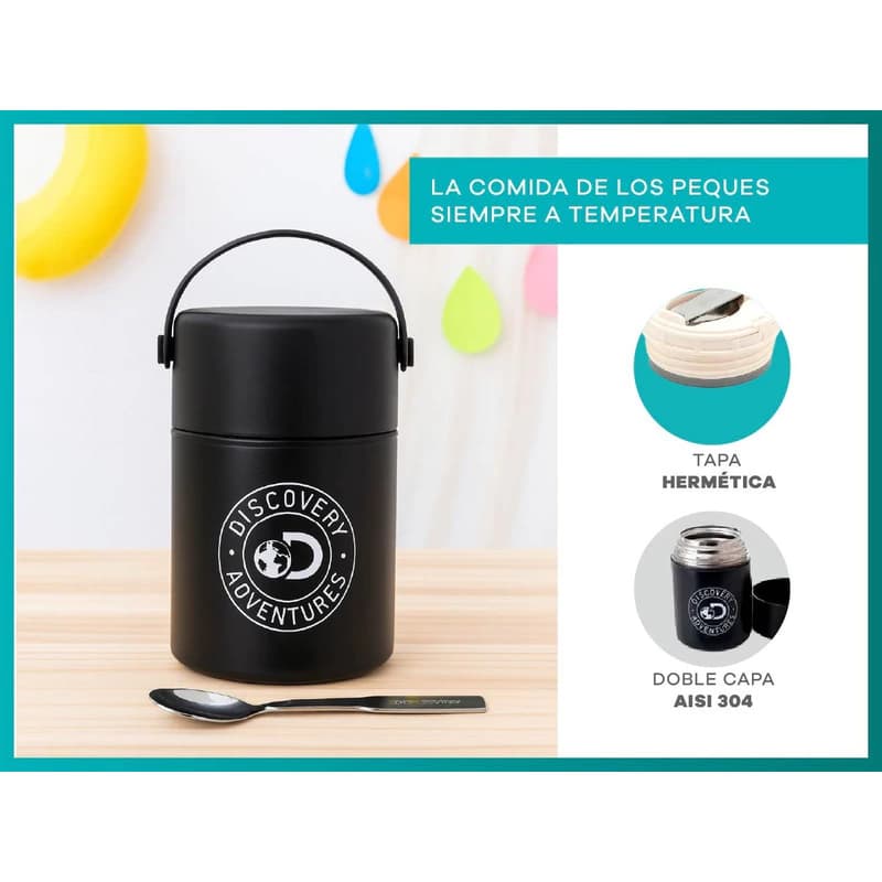 Termo Porta Comidas 850ml Acero Doble Capa + Cuchara — Blanco