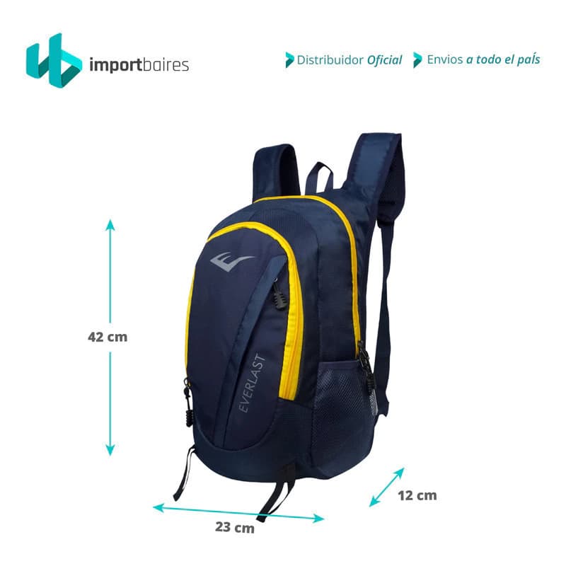 Mochila Running Everlast 12L liviana con cincha pectoral y salida de hidratación — Negro 22186 / Liso