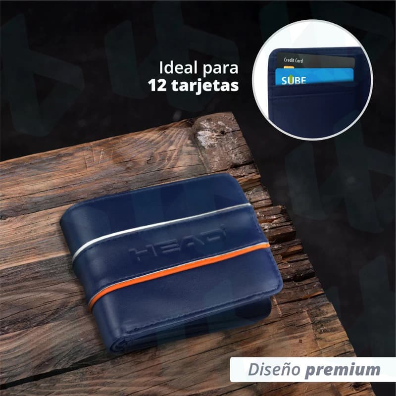 Billetera Head Eco Cuero PU 12 Tarjetas con Caja de Regalo — Gris 26755