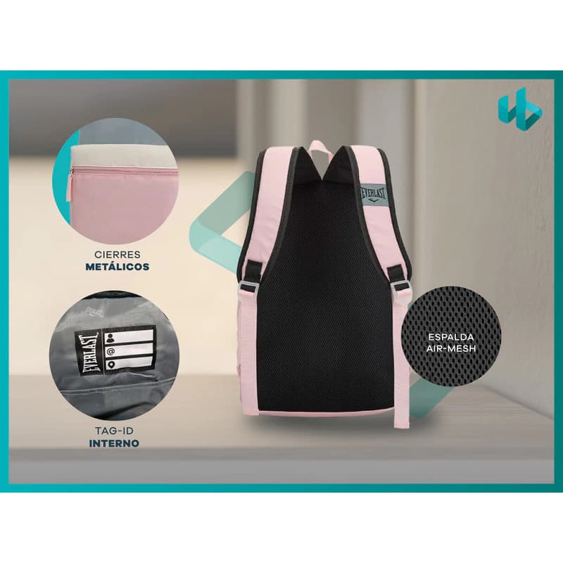 Mochila Everlast Urbana Porta Notebook 14" Espalda Acolchada 39 cm — Agua 22258 / Lisa