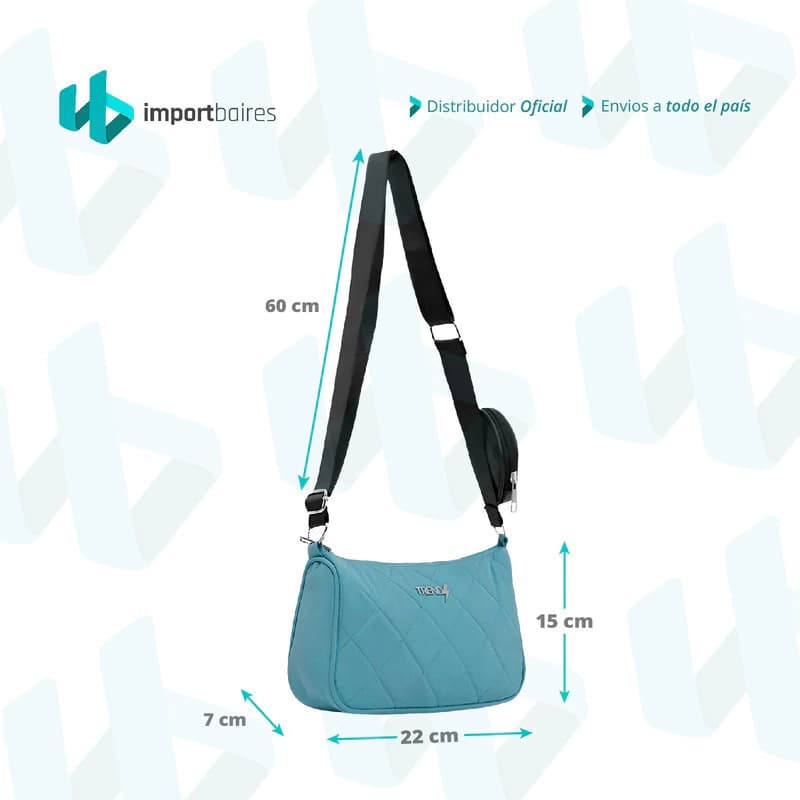 Cartera Mini Bags Trendy Porta Celular Bandolera Acolchada — Aqua 27203 / Negro / Liso