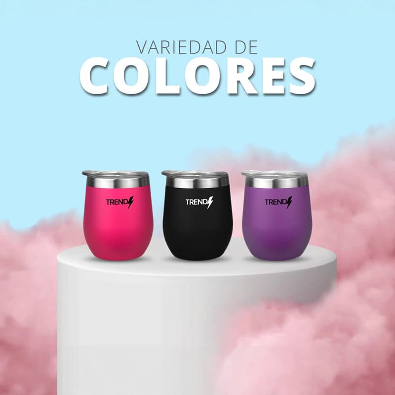 Mate Térmico Acero Inoxidable Trendy 280 ml con Tapa — Doble Pared — 16267 Rosa / Liso