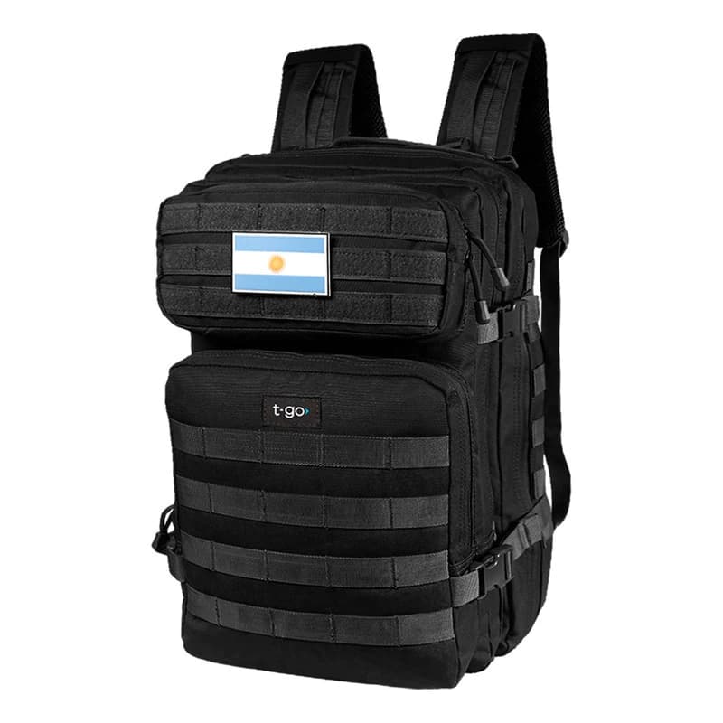 Mochila T-GO Táctica 45 L - Tu compañera ideal para cada aventura Eb336 — Negro / Liso