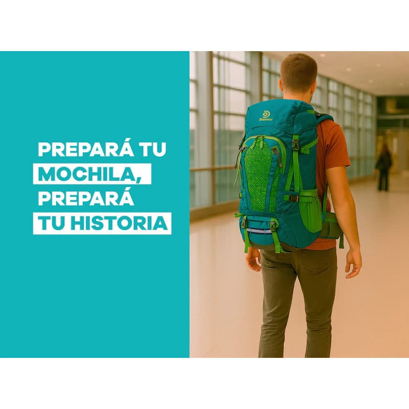 Mochila De Viaje Camping Trekking Discovery 22321 65l Impermeable — Azul 22321 / Liso