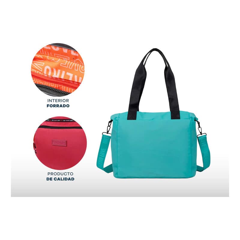 Cartera De Mujer Las Oreiro Bandolera Doble Bolsillo — Níquel / Rosa / Negro