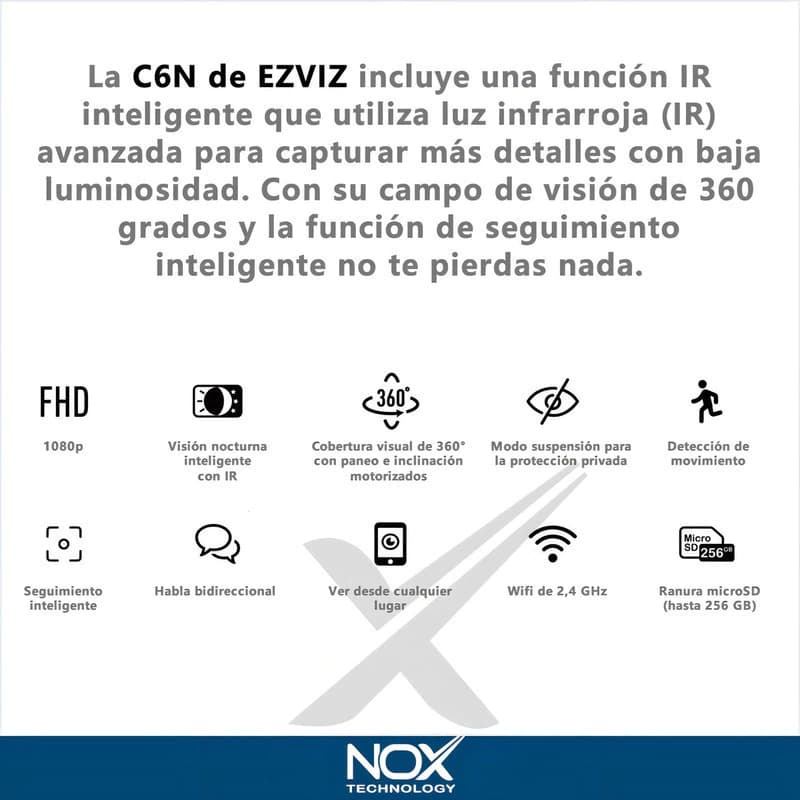 Kit 2 Cámaras de Seguridad Ezviz C6N 1080p WiFi Domo 360° con Visión Nocturna