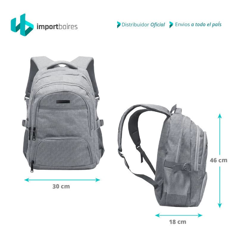 Mochila Urbana Porta Notebook 15, Pulgadas Reforzada Premium — Negro / Liso