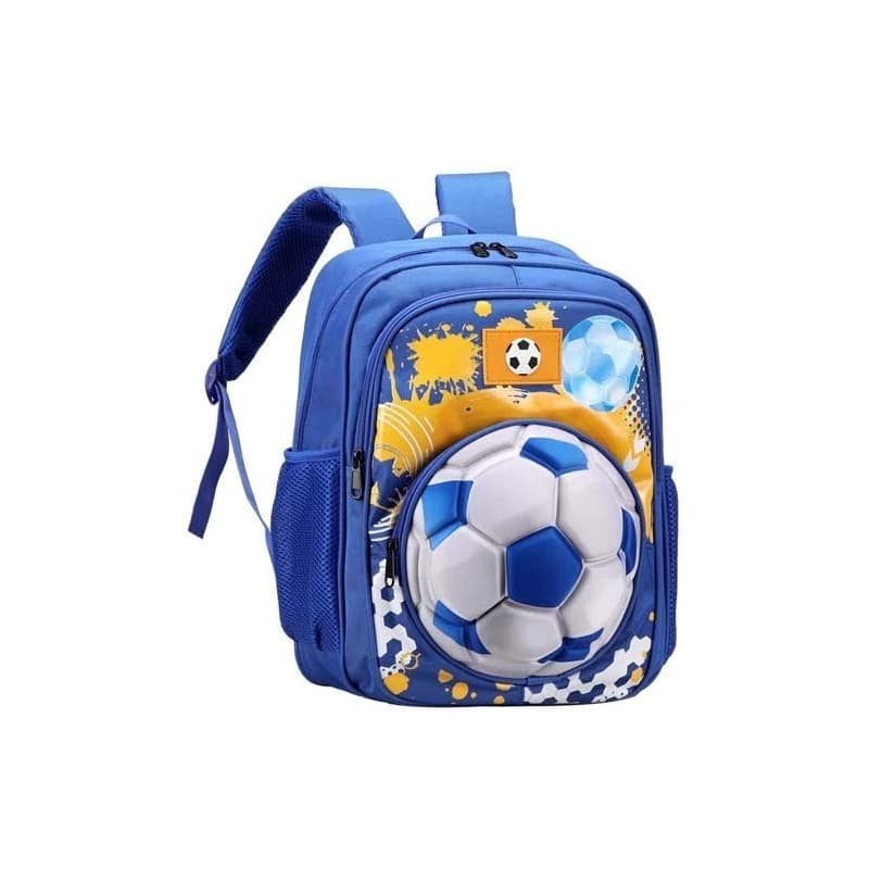 Mochila Escolar Infantil 3D Fútbol | Preescolar y Nivel Inicial — Azul