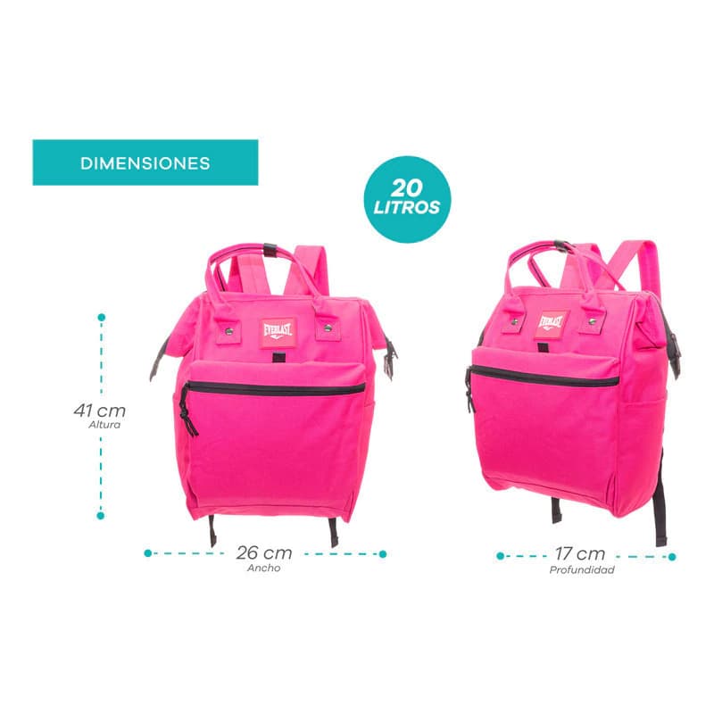 Mochila Urbana Everlast Nylon 18L Fucsia Reforzada con Antirrobo