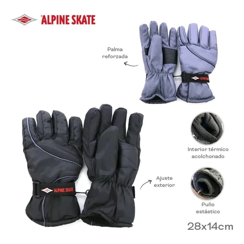 Guantes de Invierno Alpine Skate Térmicos Acolchados Unisex Talle Único
