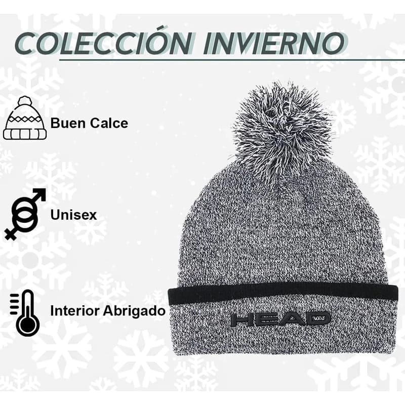 Gorro con Pompón Head Unisex Invierno | Acrílico Suave Abrigado — Negro / Único