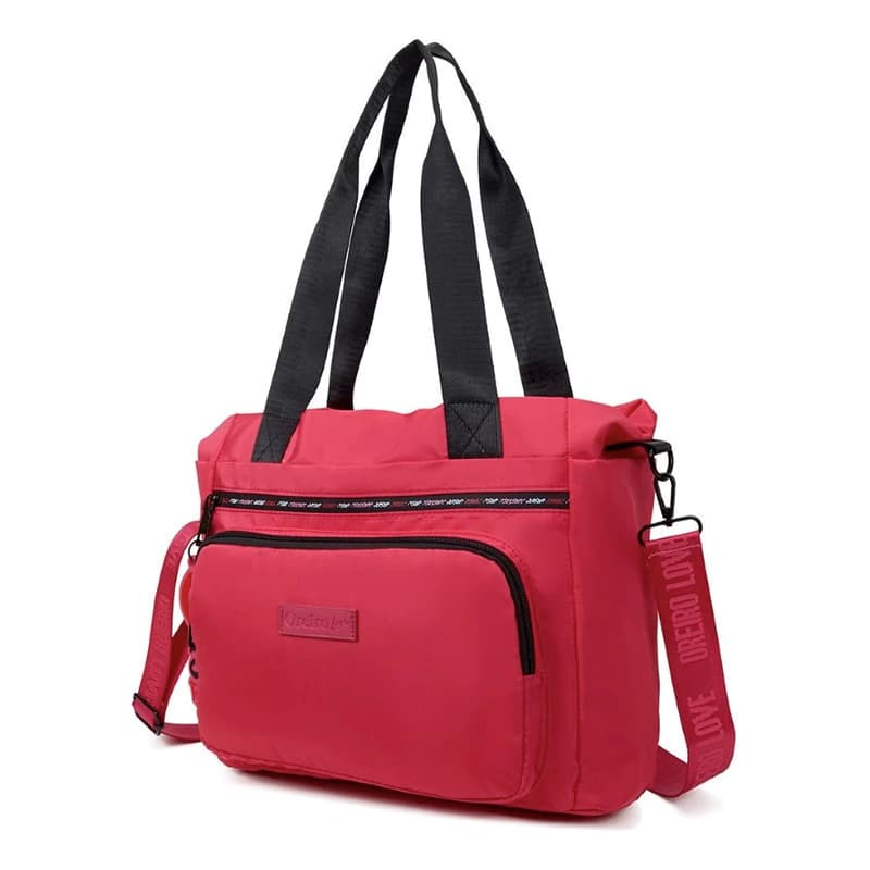 Cartera De Mujer Las Oreiro Bandolera Doble Bolsillo — Níquel / Rosa / Negro