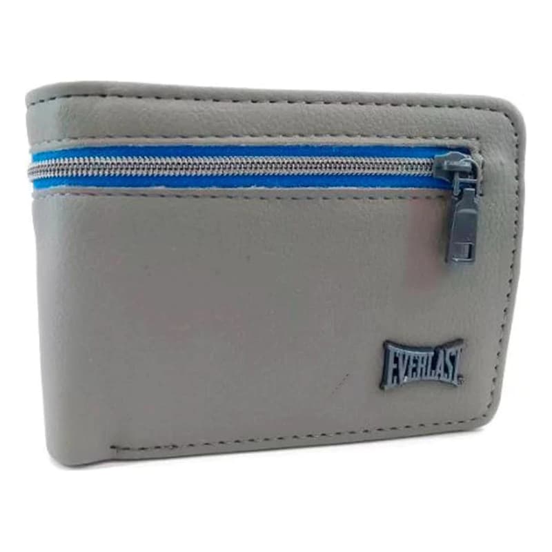 Billetera Everlast Hombre Cuero PU 12 Tarjetas con Packaging para Regalo — Gris / Liso