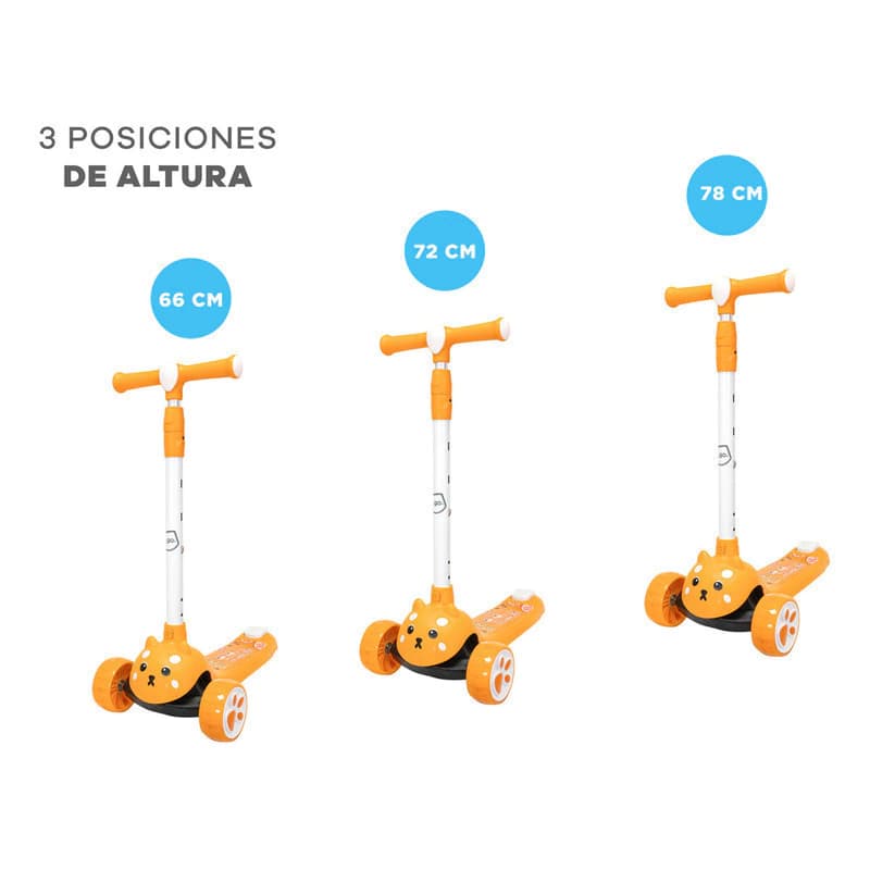 Monopatín Infantil con Luces LED T-Go Perrito — Altura Regulable 3 Ruedas
