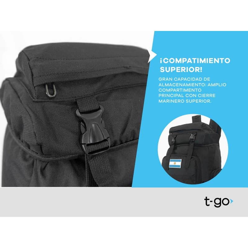 Mochila Mochilero Camping Trekking Senderismo Campamento Montaña 70 Litros + Regalo — Negro / Liso
