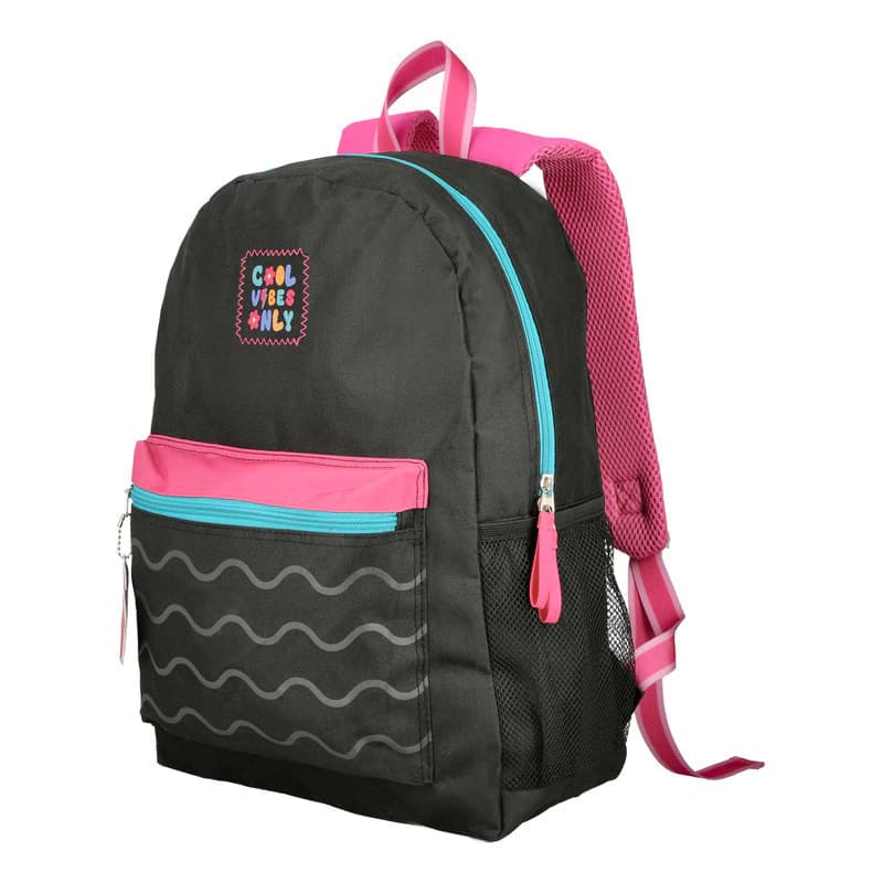 Mochila Escolar Bagcherry 18L con Cartuchera de Regalo | Tiras Air Mesh — Negro 440008 / Liso