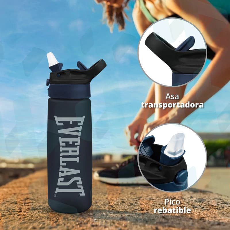 Botella Deportiva Everlast 800ml Pico Rebatible Libre de BPA — Azul 10924