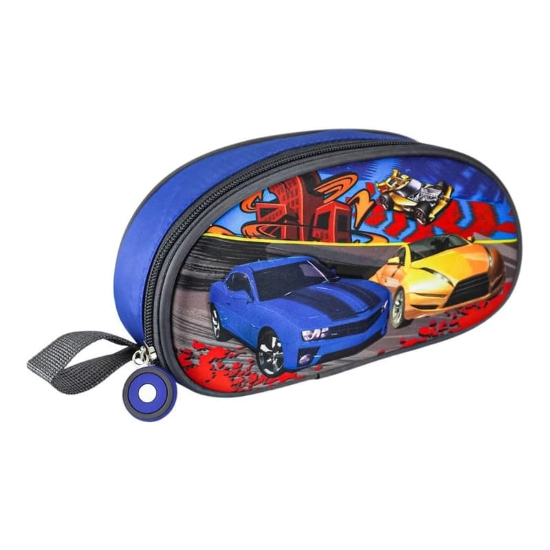 Cartuchera Escolar 3D Trendy T-Rex y Unicornio | Frente Rígido y Cierre Reforzado — 14969 Azul