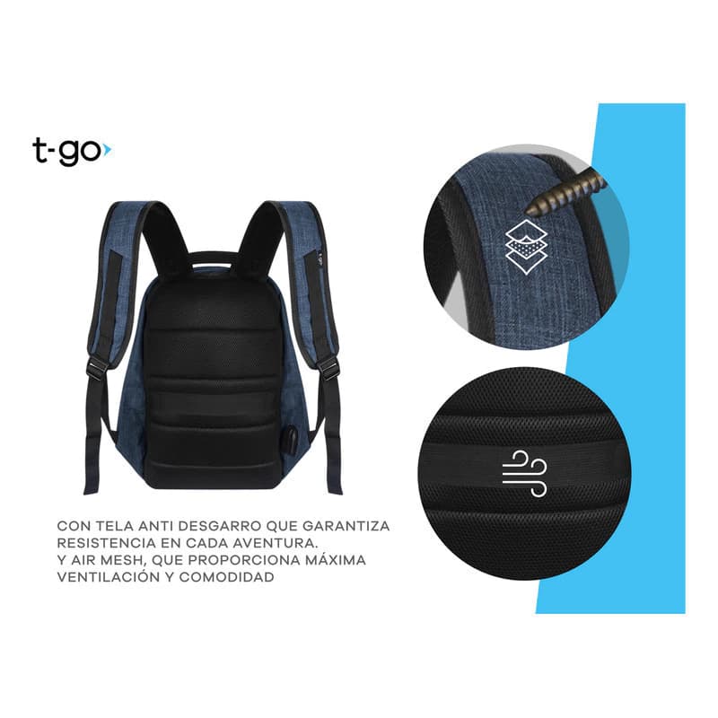 Mochila Urbana T-Go AB05 26L Antirrobo con Puerto USB y Porta Notebook 15.6"