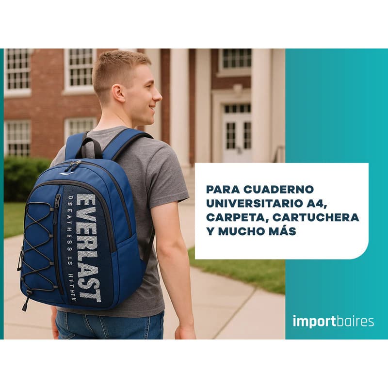 Mochilas Hombre Mujer Everlast Urbana Deportiva Reforzada