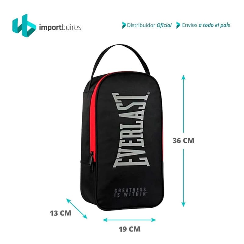Bolso Botinero Everlast Deportivo Unisex Fútbol 8L con Doble Cierre — Negro 26968