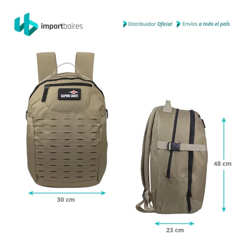 Mochila Urbana Porta Notebook 15.6" Alpine Skate 20 L - Nylon Premium — Beige