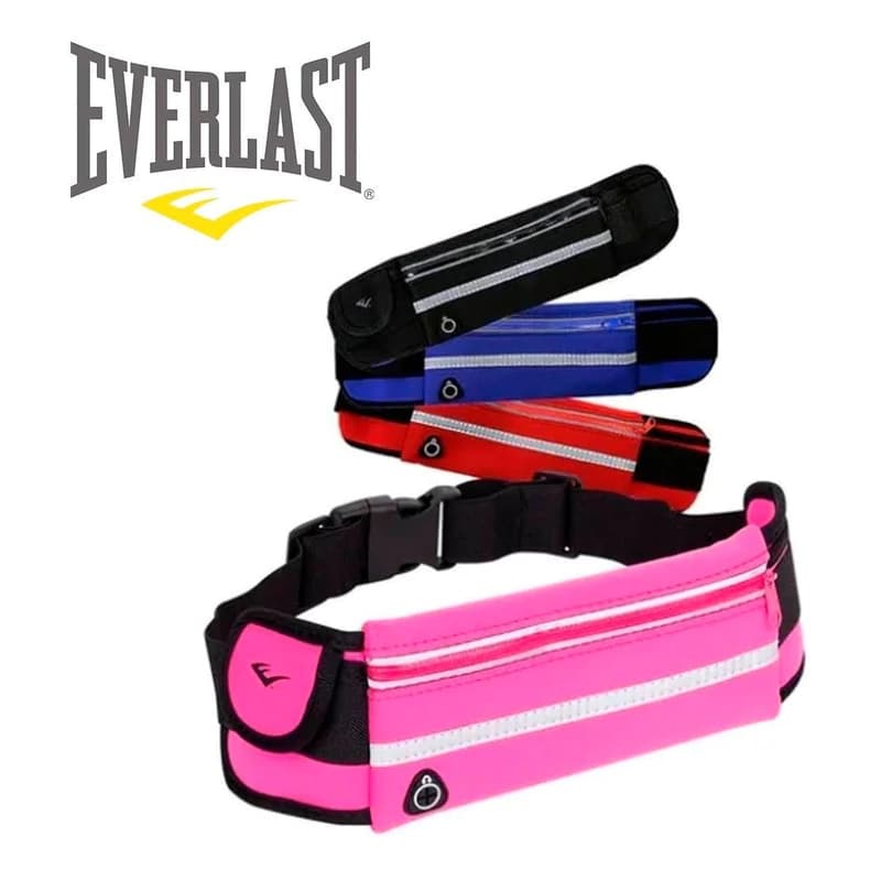 Riñonera Deportiva Everlast Pack x2 Running Ciclismo Gym Neopreno Expandible — Negro