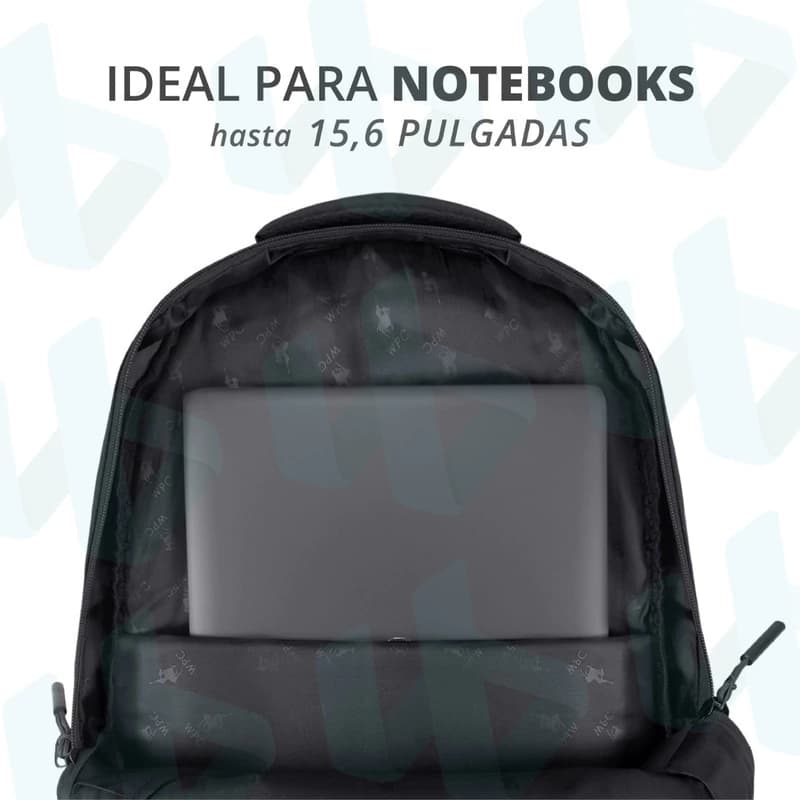 Mochila Porta Notebook 15.6" Wellington Polo Club Urbana Nylon 45cm 20L — Azul marino / Liso