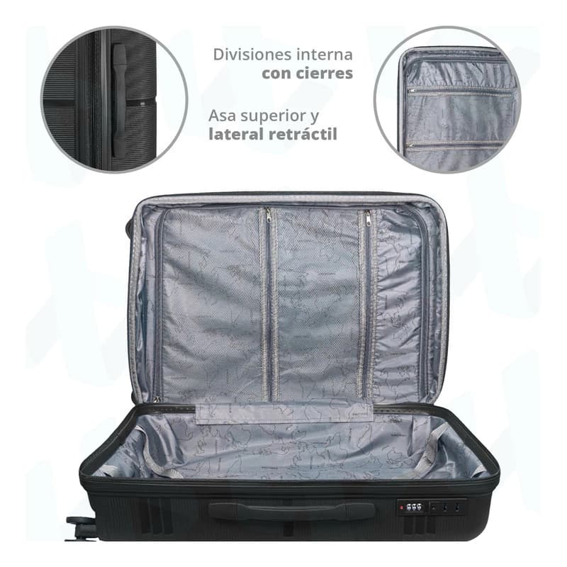 Valija Rígida Mediana Bagcherry 24" Candado TSA 4 Ruedas 360° 60L