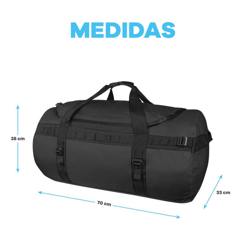 Bolso Deportivo T-Go 88L Convertible a Mochila — Lona Reforzada — Gris