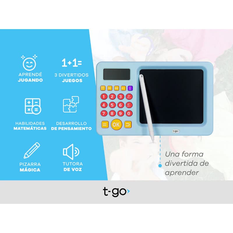 Tablero Educativo Matemático Infantil T-Go | Pizarra de Cálculos para Niños — Celeste