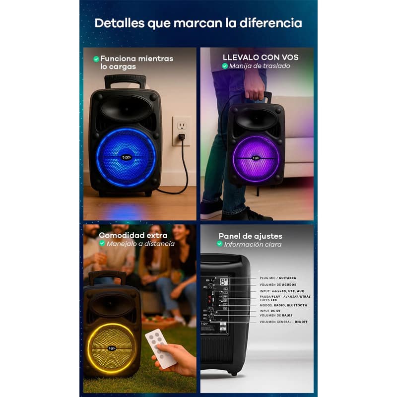 Parlante T-go Bahamas Sp0811 2.1 Bluetooth Portátil 5v