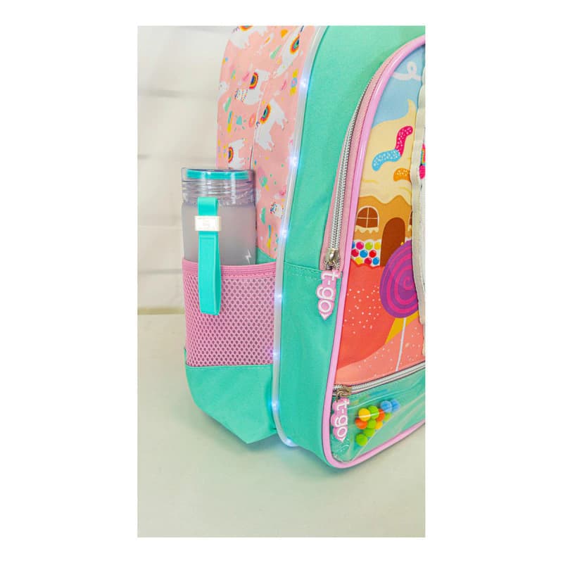 Mochila Escolar T-Go Llama Luces LED 18L Rosa | Espalda Air Mesh