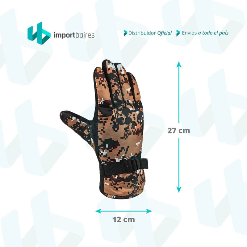 Guantes Térmicos Impermeables Invierno Forest — Nieve, Moto y Uso Urbano — Verde Camuflado / Unico