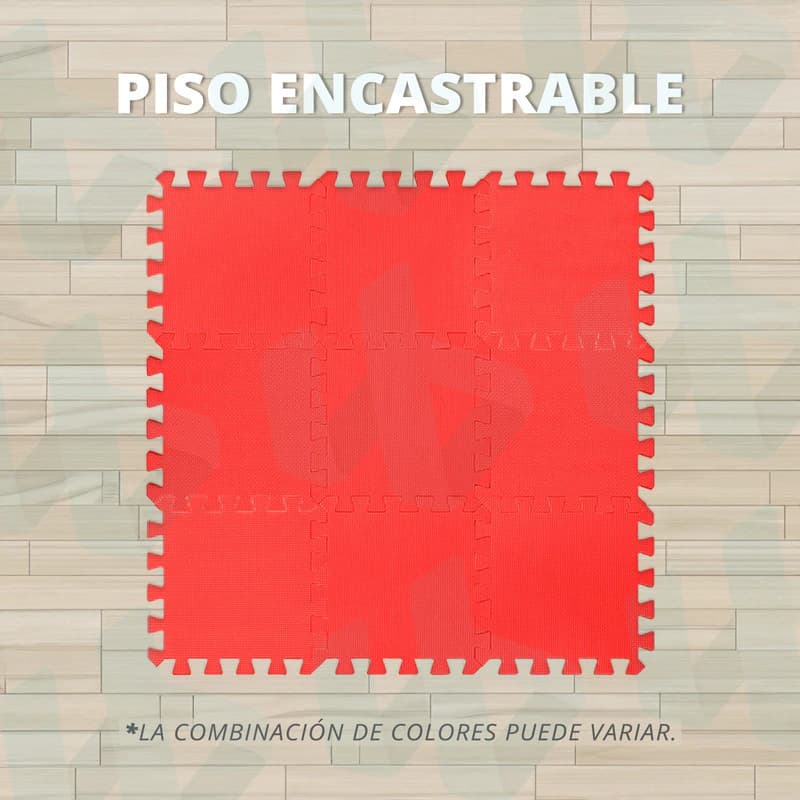 Piso Goma Eva Encastrable Antigolpe MultiEva x9 Piezas 28x28cm Didáctico Bebés