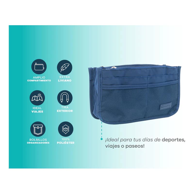 Neceser Organizador Discovery Adventure 10 bolsillos tela impermeable lavable