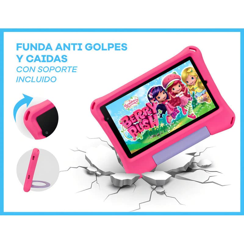 Tablet T-GO Kids TB850H Helios 8" 4GB RAM 64GB - Funda Antigolpes Rosa