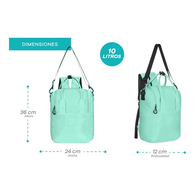 Bolso Matero Mochila Acolchada Trendy 3 Compartimentos Poliéster — Azul 16330