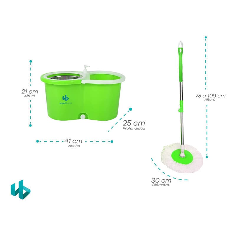 Mopa Giratoria Trapeador Con Balde Centrifugo + 4 Repuestos