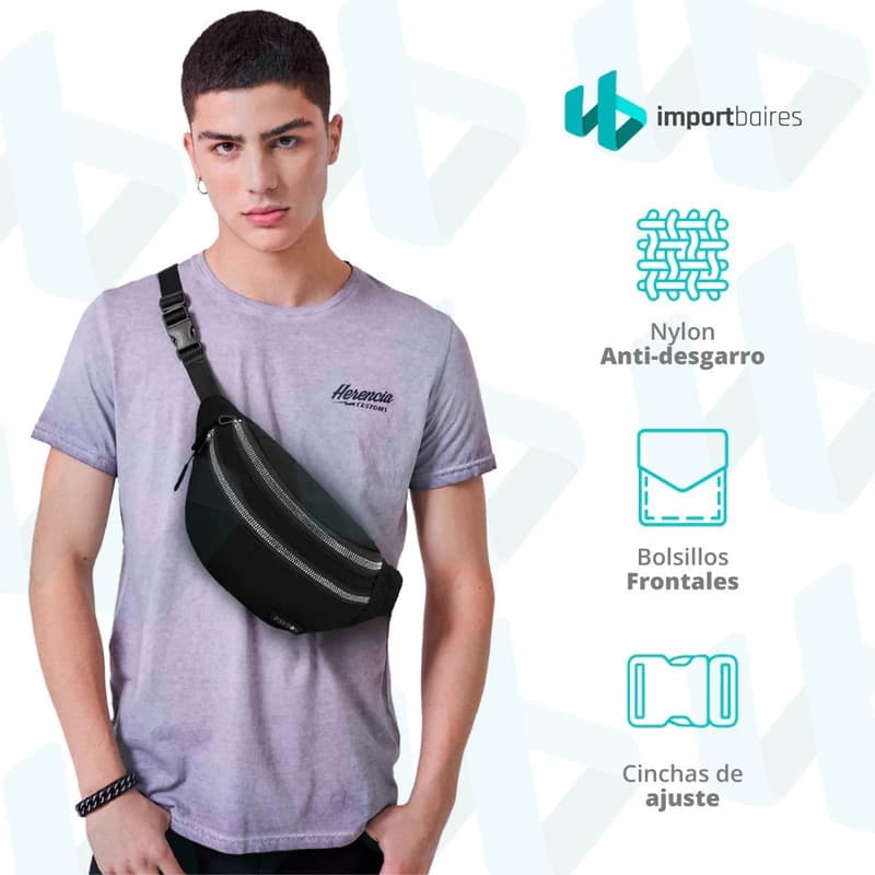 Riñonera Peyton Clásica Unisex Nylon — Cintura o Bandolera, Bolsillo Antirrobo