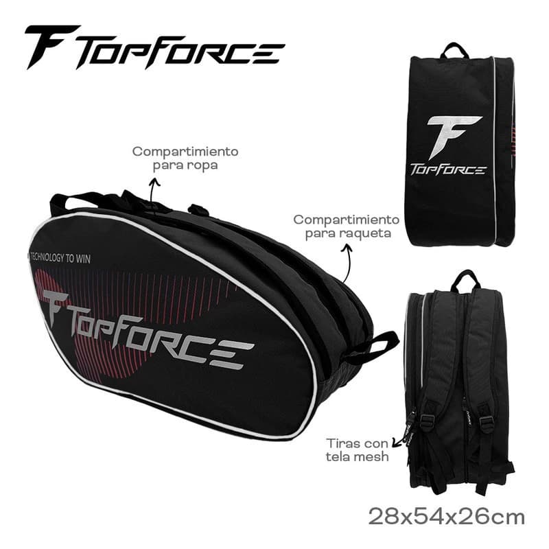Bolso Padel Paletero Top Force Reforzado Amplio — Azul