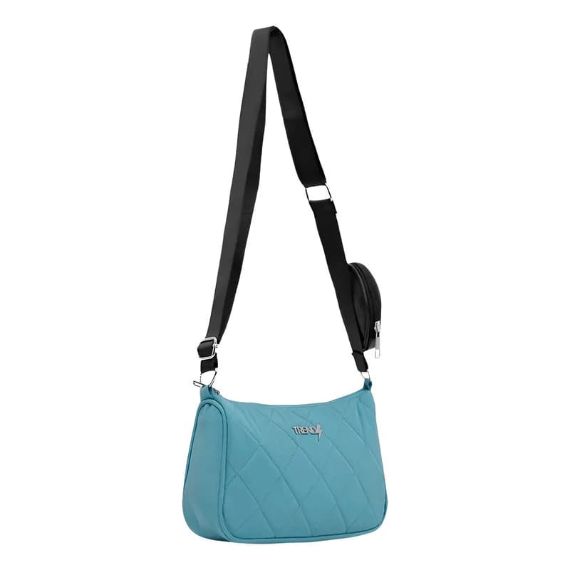 Cartera Mini Bags Trendy Porta Celular Bandolera Acolchada — Aqua 27203 / Negro / Liso