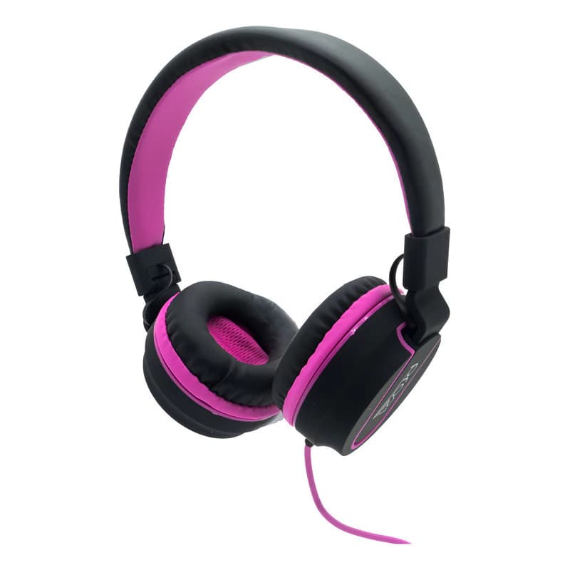 Auriculares Infantiles con Micrófono PRO21 — Para Tablet, Celular y PC — Negro con fucsia