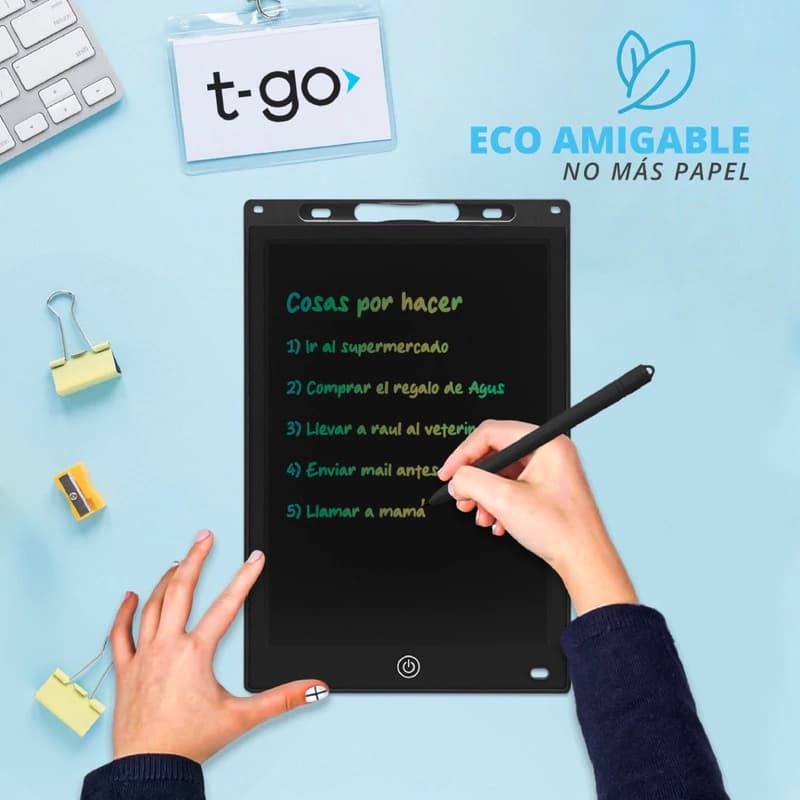 Pizarra Mágica LCD Multicolor 12" T-Go — Dibujo y escritura borrable