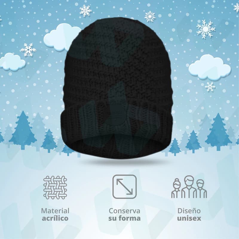 Gorro Tejido con Interior Polar Trendy Unisex — Abrigo Real para el Invierno — Blanco 13801 / M