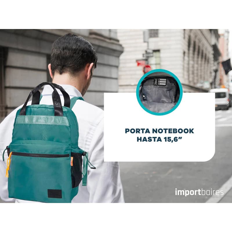 Mochila Everlast Porta Notebook 15,6" Urbana Mujer 21950 Repelente al Agua — Negro 21950 / Lisa