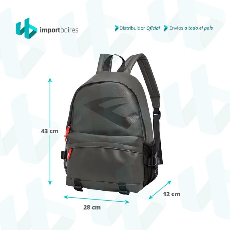 Mochila Portanotebook Everlast Urbana Eco Cuero PU 15,6" | 14L Unisex — Gris / Liso
