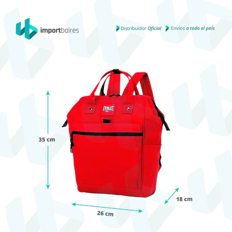 Mochila Urbana Boca de Pez Everlast Nylon con Bolsillo Antirrobo para Notebook — Rojo 21484 / Liso
