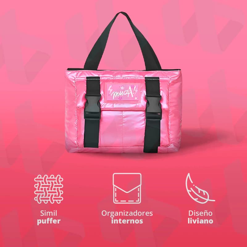 Bandolera Símil Puffer Muaa Urbana Juvenil con Compartimentos y Correa Regulable