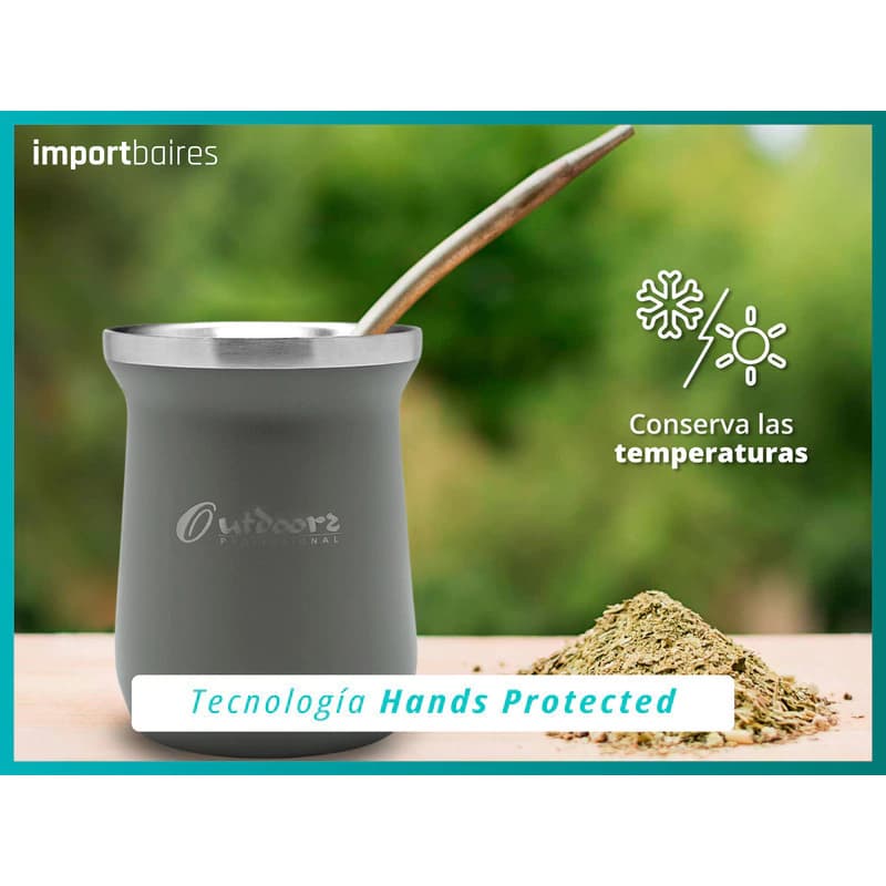 Set Matero Outdoors Termo 1L + Mate Mug + Bombilla Acero Inoxidable sin BPA — Blanco